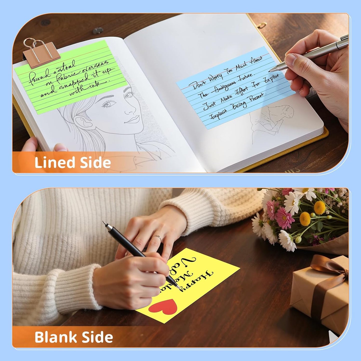 Index Cards 3 X 5 Inches, 250 Count, Colored Flash Cards For Studying, Lined Flashcards Notecards, Study Card, Ruled Front And Blank Back, Heavy Note Cards For Office, Home And School