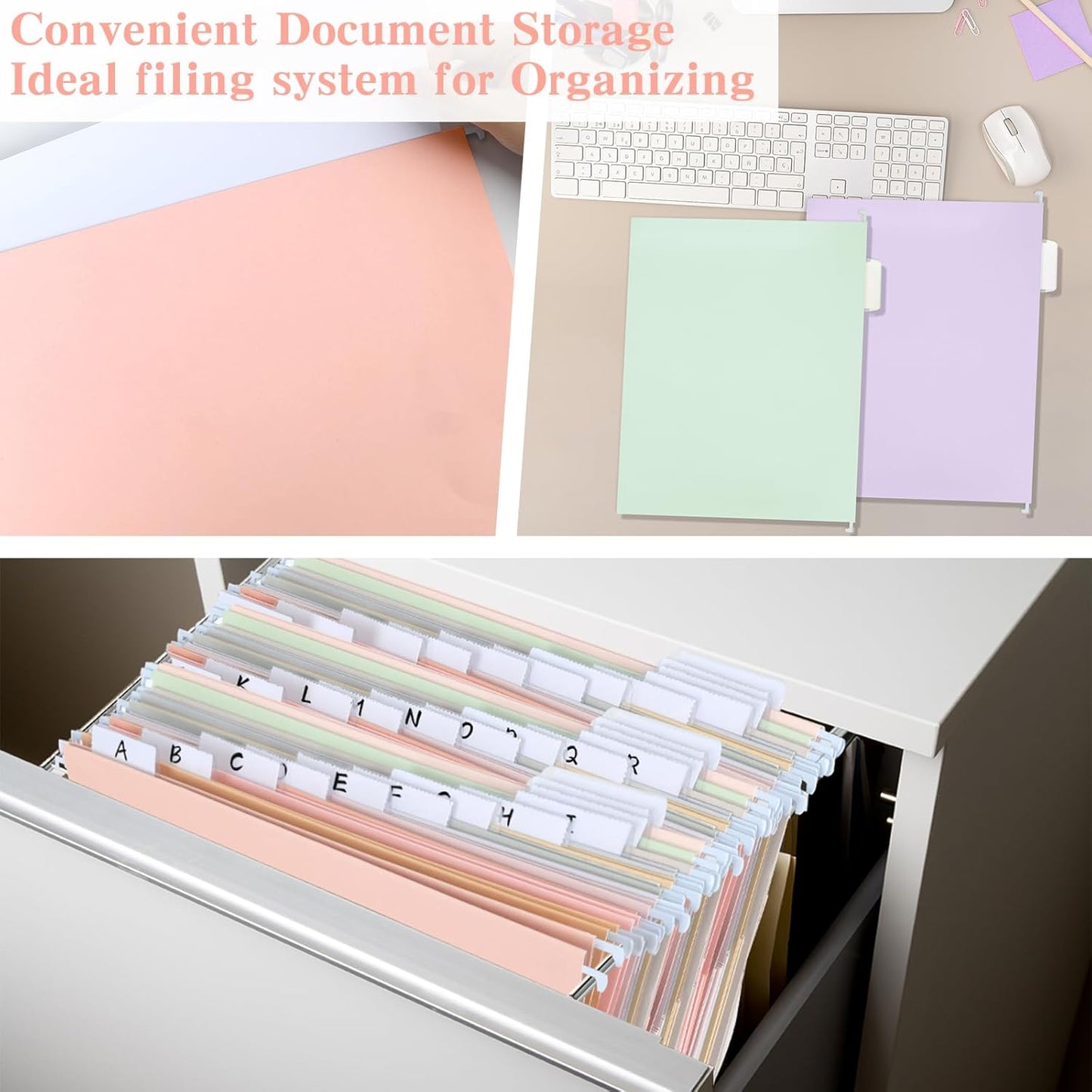 gisgfim 12 Pack Pastel Expanding Hanging File Folders Letter Size Insertable 1/5 Cut Tabs for Filing Cabinets Extra Capacity File Folders Hanging Organizer for Desk Home Office School