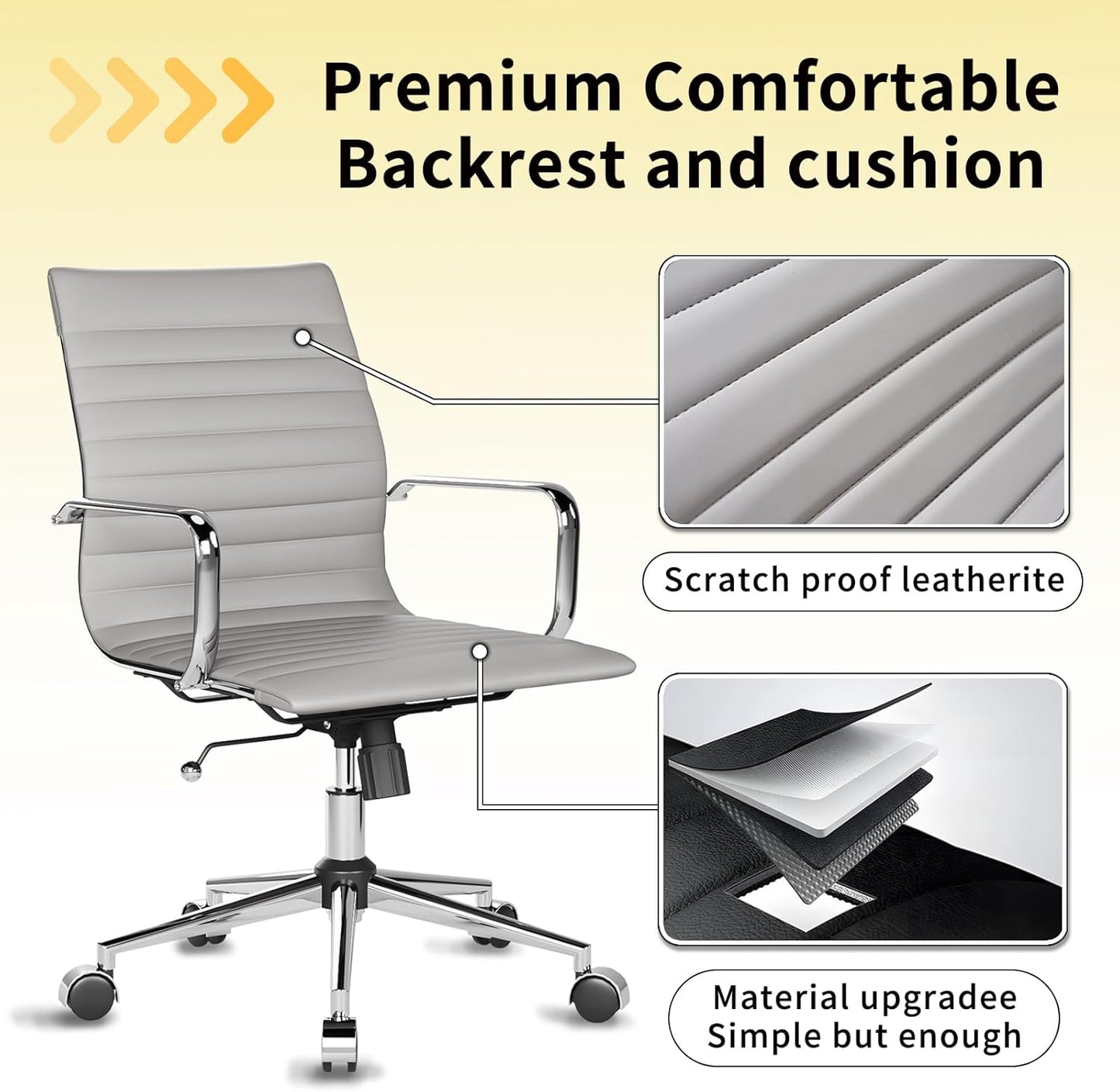 Chair, Desk Computer Chair ,with Armrests ,Ergonomic Office Chair for Home and Office, 17.32 x 22.83 x 35.43 inches, Multiple Colors (Grey)