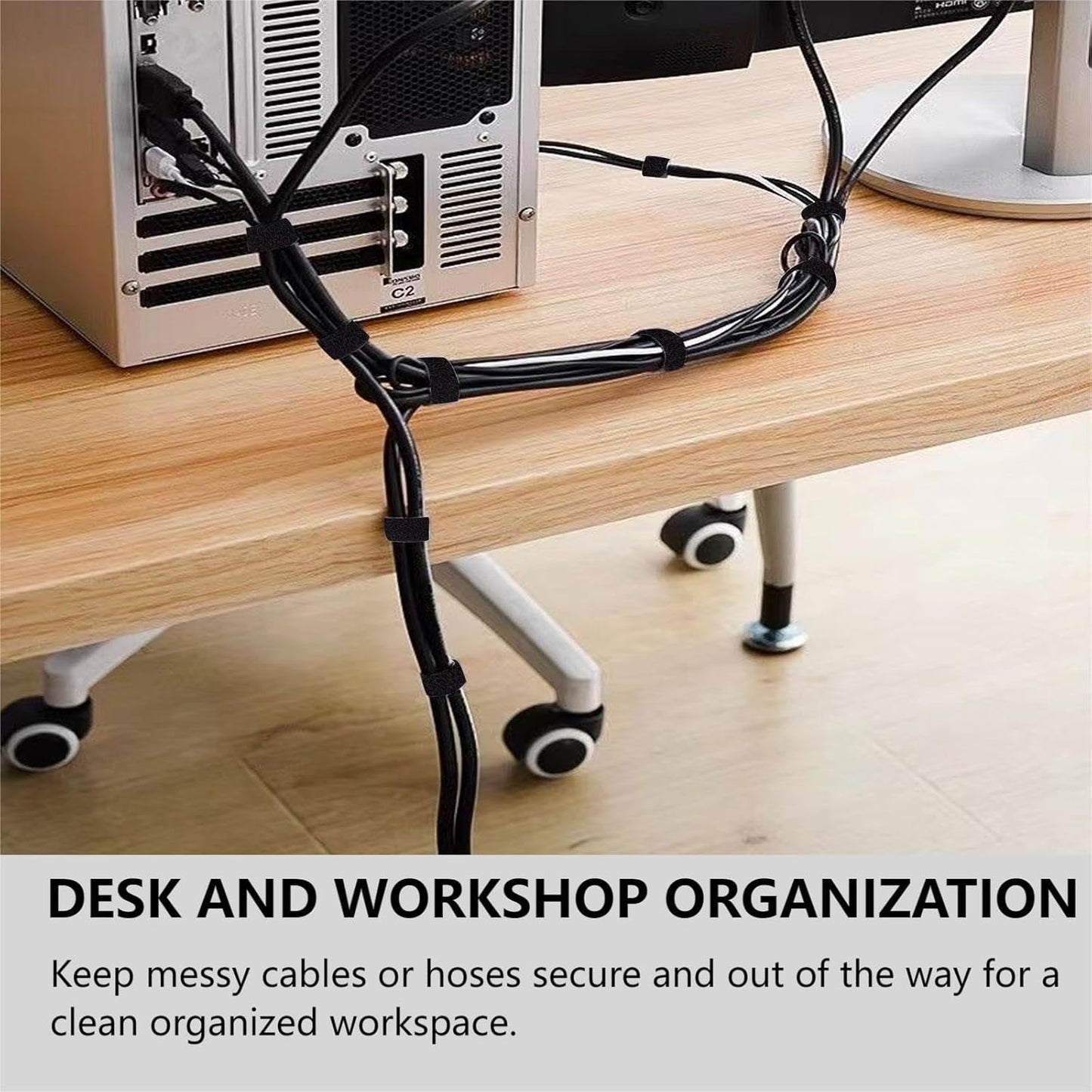 27 Yards x 1Inch Reusable Cable Ties - BSELEYY Adjustable Cord Straps Cable Management Tape Cord Organization Straps Hook Loop Tape Cord Wrap for Home,Office, Wire Bundling