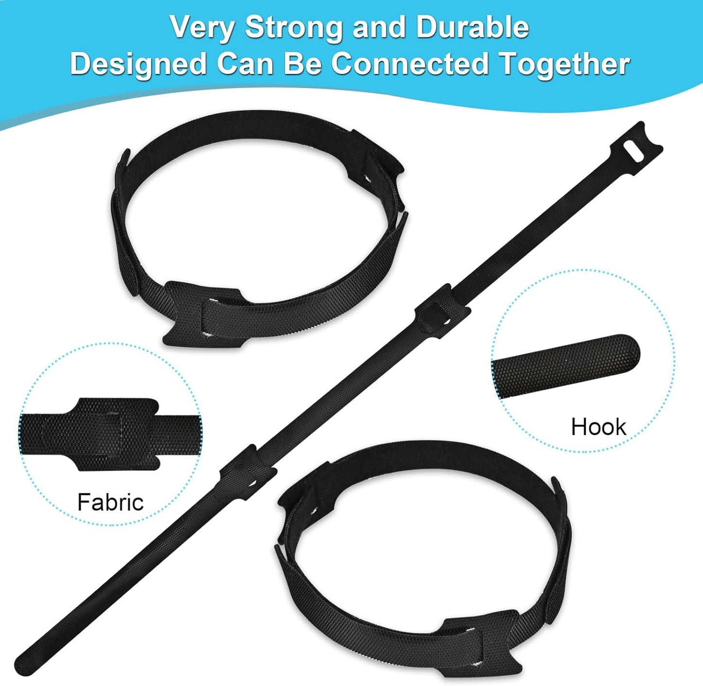 100 6 - in Reusable Velcro Ties: The Versatile Solution for Cable Management, & Ideal for Gardening - Double as Cord Wraps & Gardening Ties