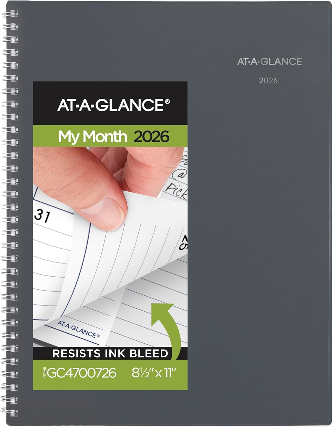 At A Glance 2026 8.5" x 11" Large DayMinder Gray Color