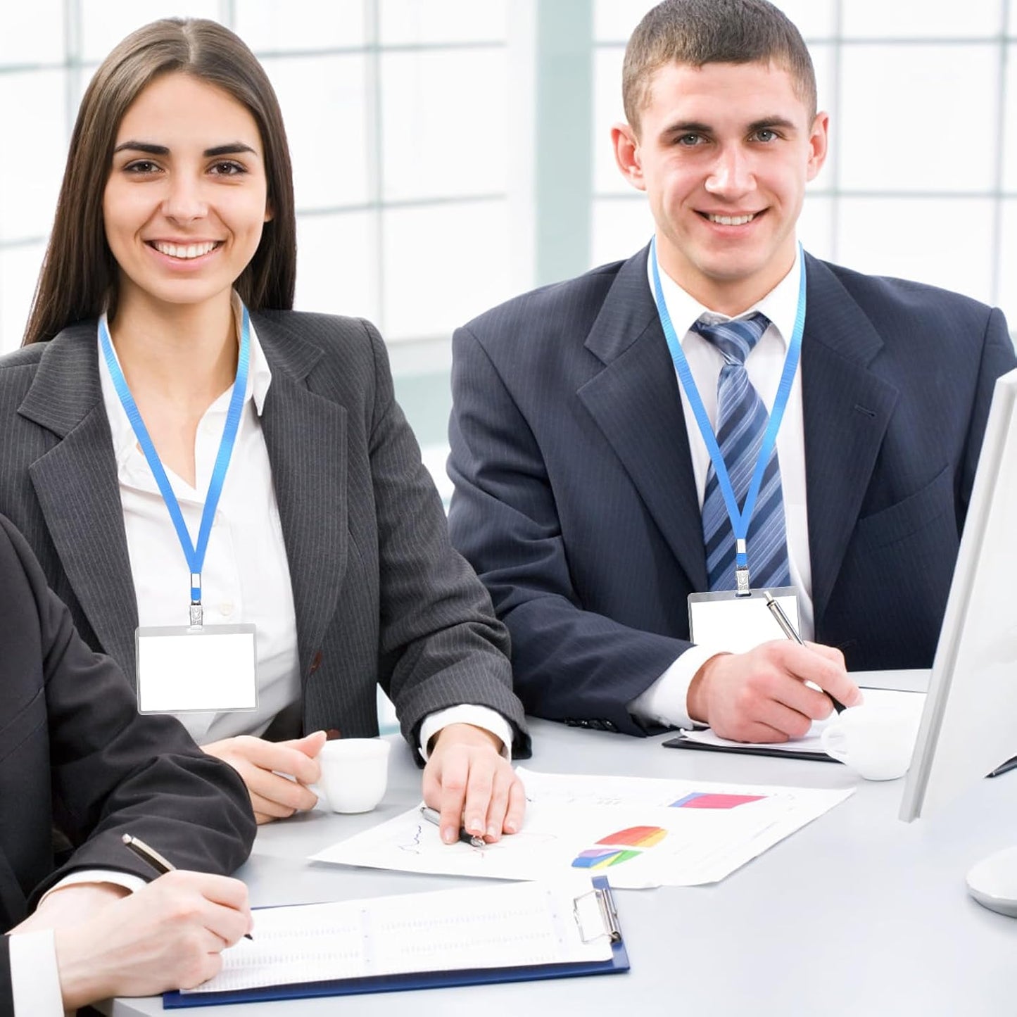 Lanyards for Id Badges,100 Packs Lanyard Bulk with Flat Badge for Name Tag Lanyard ID Holder