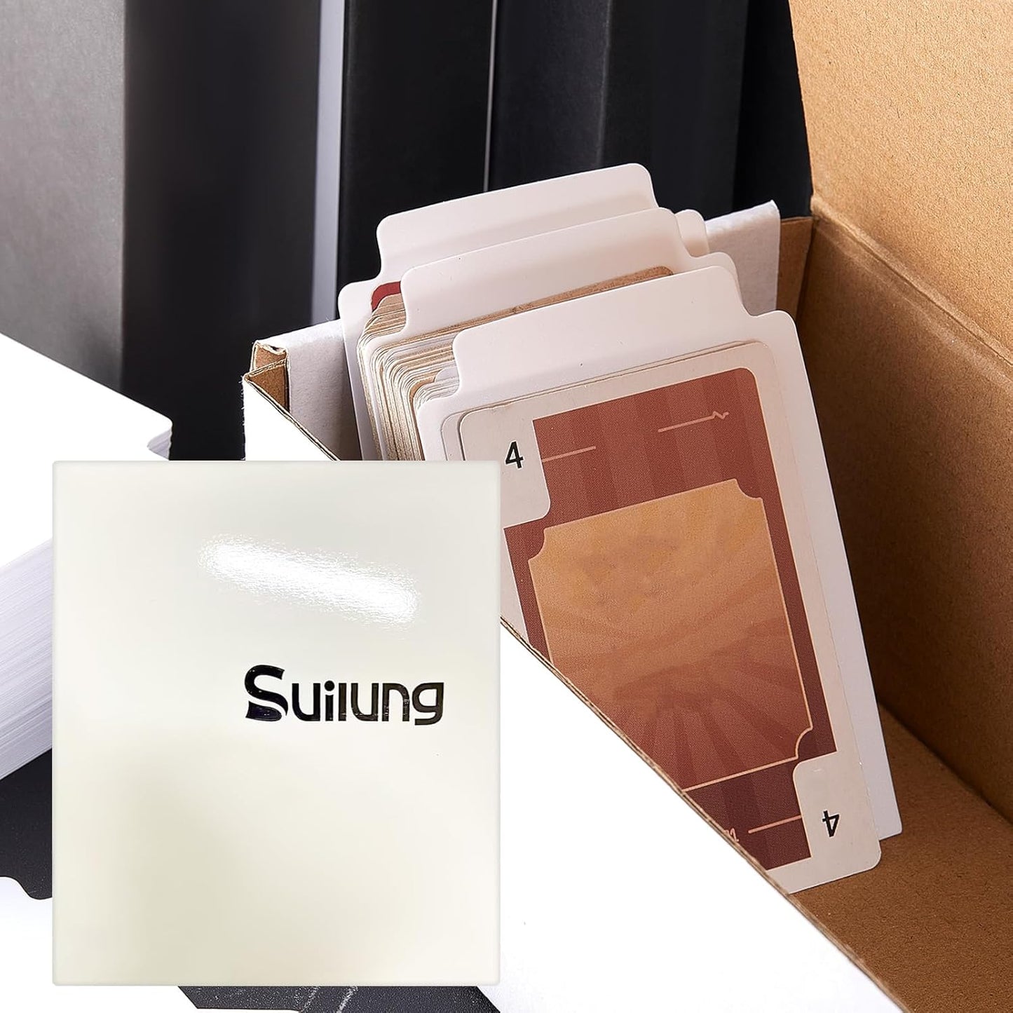 White Trading Card Plastic Divider Cards Sorting Tray Playing Separator Organizer Pages for Games Sports Supplies, 69 x 97 mm(100 Pieces)