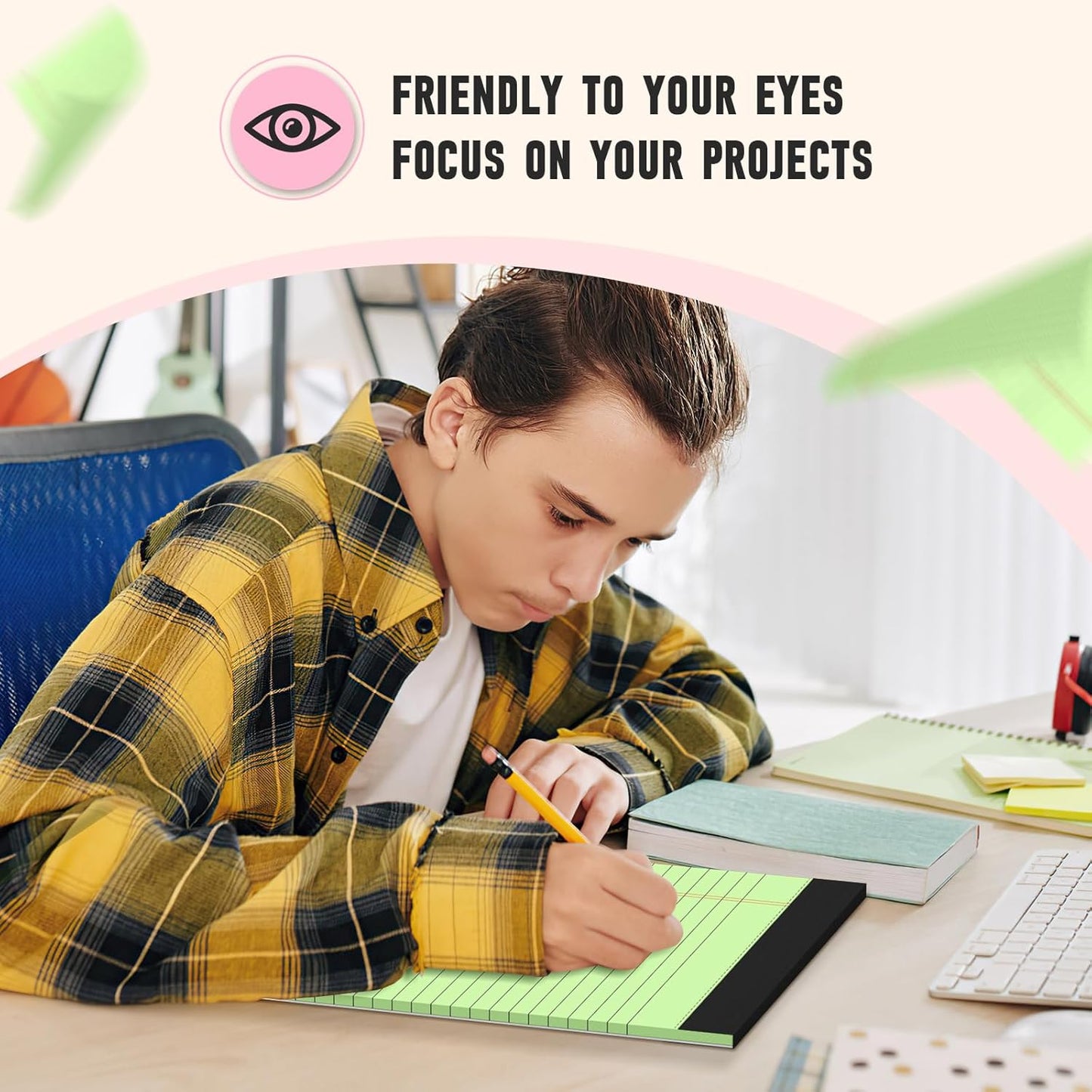 8.5 x 11 Legal Pads, 6 Pack Colored Legal Pads, Wide Ruled, Note Pads 8.5 x 11, Writing Pad, Multicolor Perforated Note Pads with Sturdy White Back, 30 Sheets Per Notepad for School, Home, Office