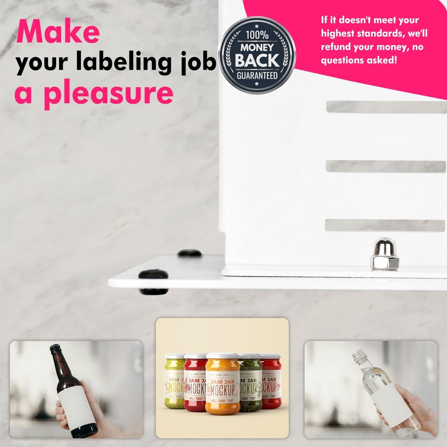 TOPOWN Precise Label Applicator Bottle and Jar-Labeling Tool for Bottle-Essential Tools for Label Makers White