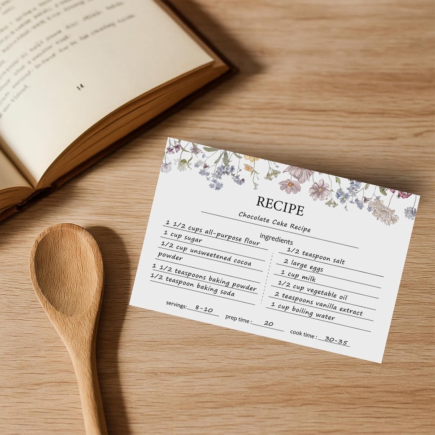 50 Pieces 4x6 Recipe Cards for Wildflower Bridal Shower Weeding Housewarming Kitchen Christmas Gifts White Lined Index Cards Blank Cardstock Paper Double Sided Menu Cards