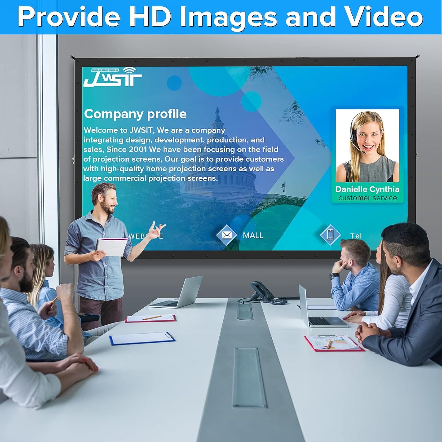 Projector Screen and Stand, 80 inch Outdoor Movie Screen-Upgraded 3 Layers PVC 16:9 Outdoor Projector Screen,Portable Video Projection Screen with Carrying Bag for Home Theater Backyard