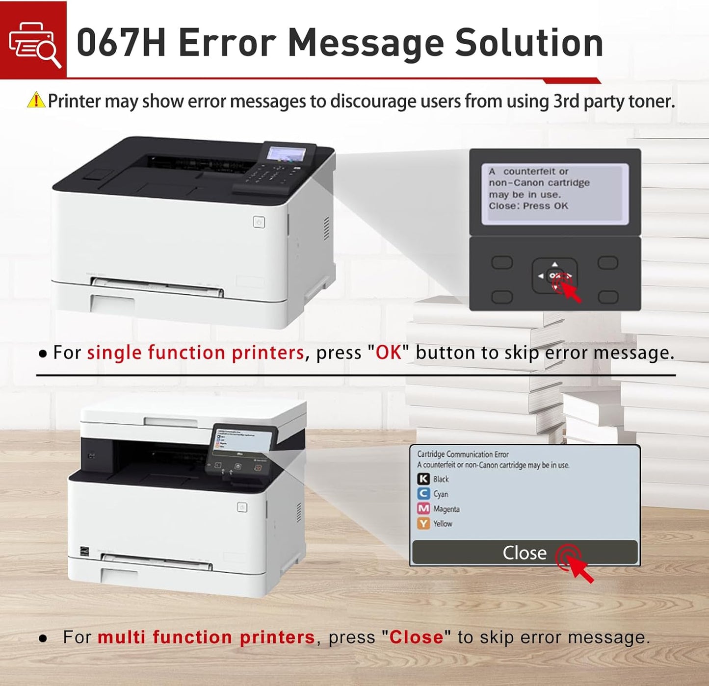 067H 067 Toner Cartridges Set Compatible for Canon 067H 067 Toner Cartridge Work with Canon ImageClass MF656Cdw MF654Cdw LBP632Cdw LBP633Cdw Printers|067H B/C/Y/M,4Pack 067H Toner