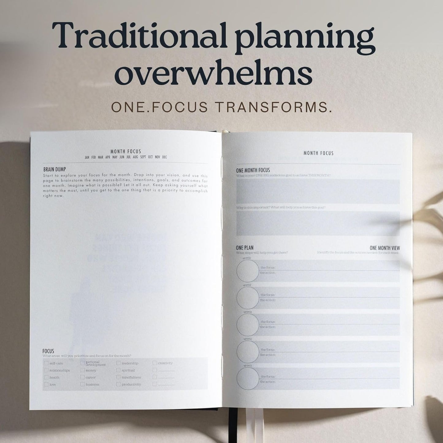 One Focus Planner: 90-Day Productivity & ADHD Management Tool with Goal Setting, Daily Planning, Habit Tracker, and Mindfulness for Focus, Mental Clarity & Anxiety Relief โ Ideal for Busy Adults and Neurodivergent Minds; Pink