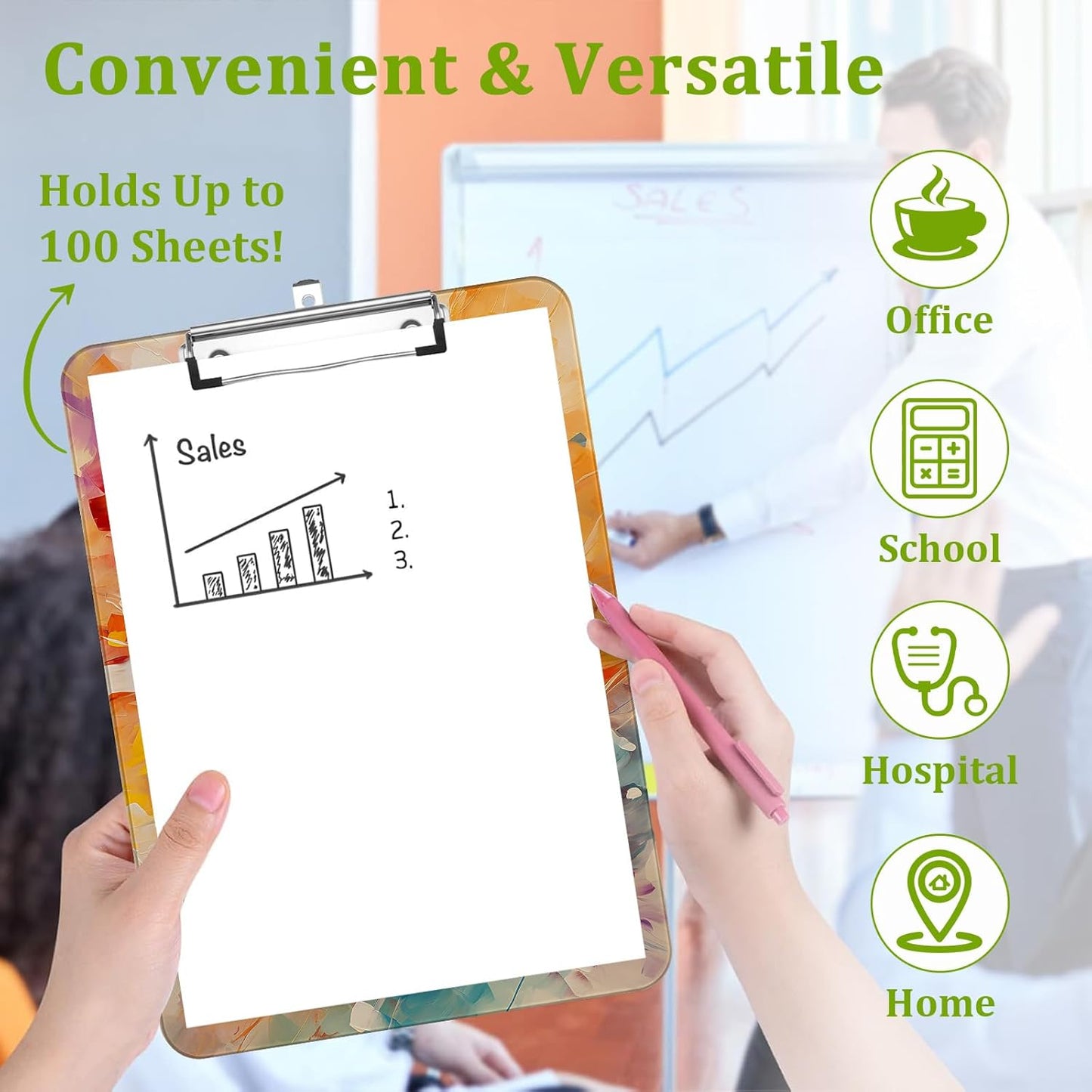 Butterfly Clipboard,Decorative Acrylic Clipboard with Low Profile Metal Clip for Office,School,Teachers,Students Standard Letter Size 9x12.5