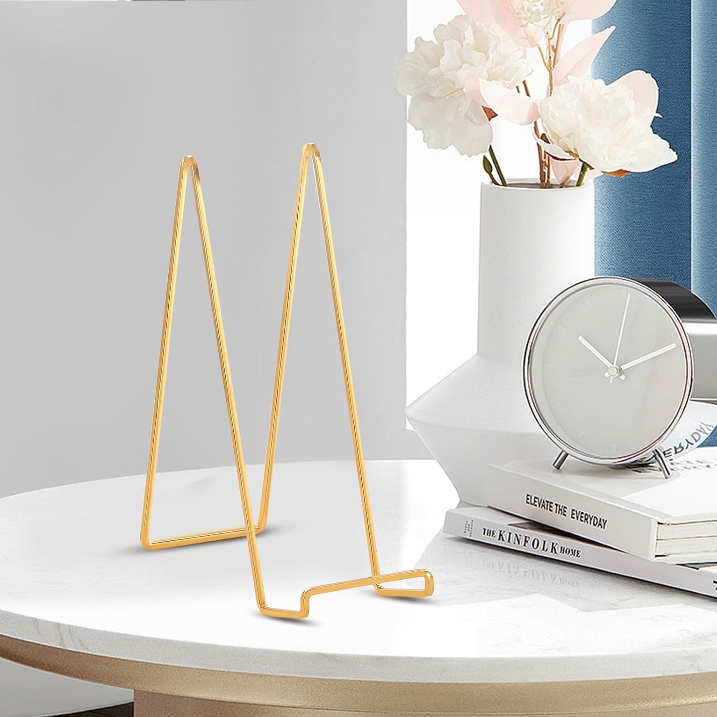 Large Plate Holder Display Stand - 12 inch Super Tall Big Plate Stands for Heavy Duty Display - Metal Picture Frame Stand - Tabletop Easel Stand for Decorative Platter | Plaque | Book - 3 Pack - Gold