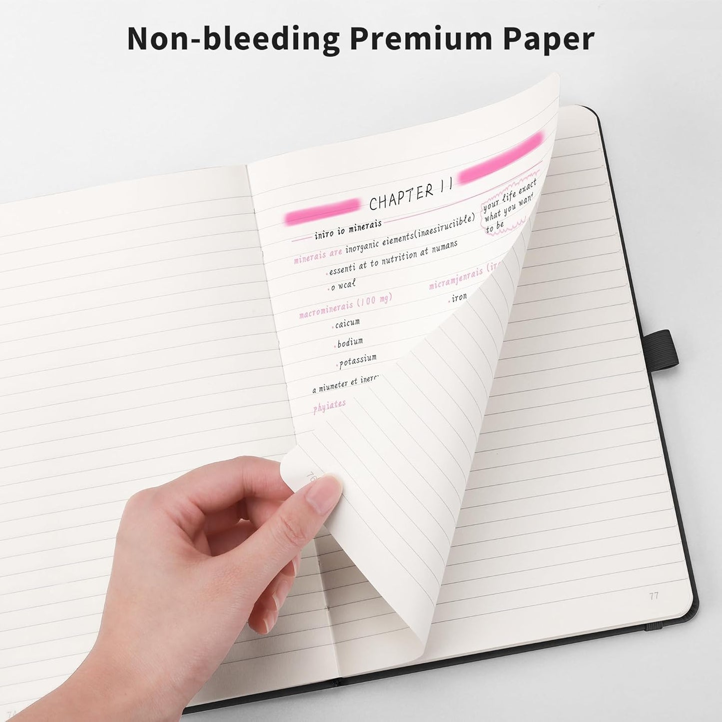 RETTACY Lined Journal Notebook, 192 Numbered Pages, A5 Medium Size (5.7'' x 8.3''), for Men & Women, Journaling, Writing, Work & Office, Leather Hardcover, 100 GSM Thick Paper (Gray)