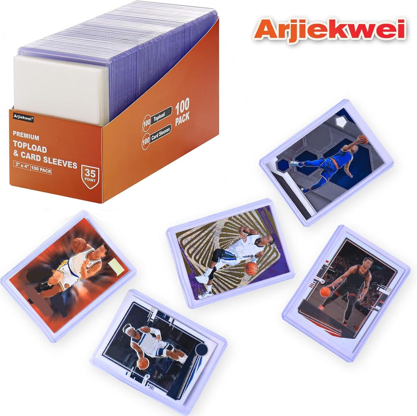 2000 Card Sleeves Top Loaders for Cards, Arjiekwei 3"X4" Baseball Card Protectors Hard Plastic, Premium Toploader Card Holder for Trading Sport Football Game Card(1000 Top Loaders + 1000 Card Sleeves)