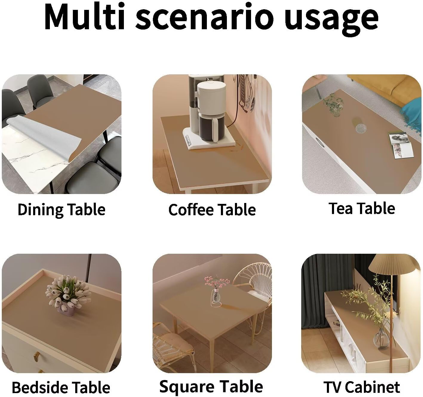 Leather Table Cover,1.8mm Thick,17x54 Inch Desk Cover,Dresser Cover Top,Dresser Protector Top,Dresser Cover,End Table Cover.(Khaki+Silvery,17x54)