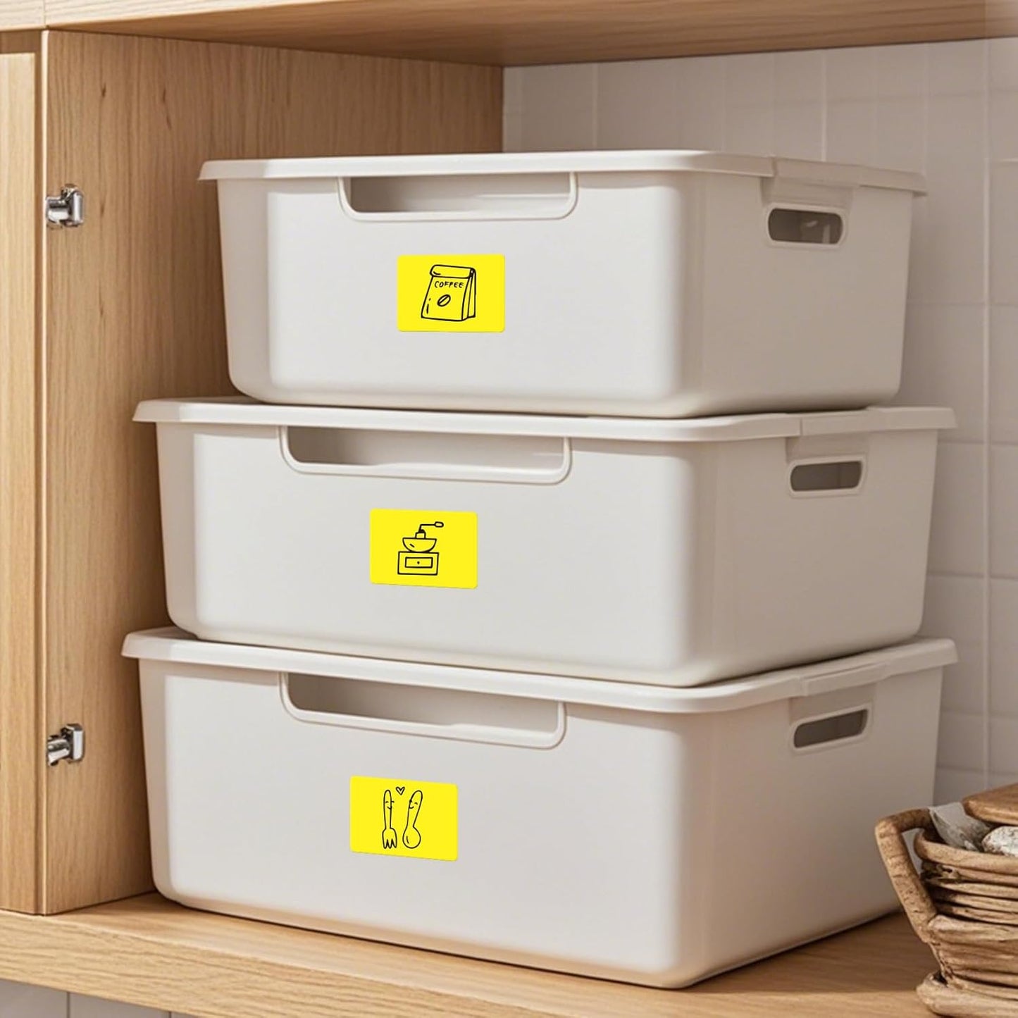 Rectangle Label Stickers 3×2 Inch Vinyl Removable Yellow Sticker Waterproof Writable File Folder Moving Labels for Boxes Home Office Labeling 40 PCS