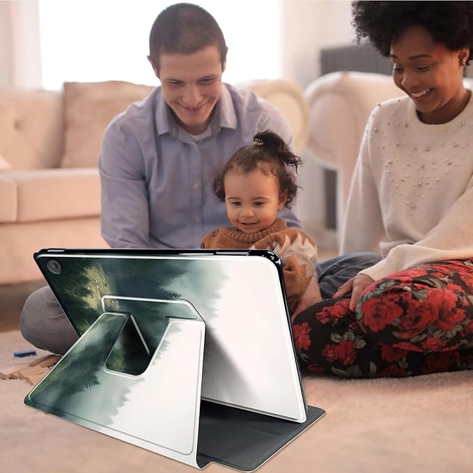 for Fire HD 10 Tablet Case 11th Generation 2021 and Amazon Fire HD10 Plus Case 10.1", 360 Degree Rotating Stand Smart Protective Case,for Fire HD 10 2021 Tablet,Misty Landscape Forest