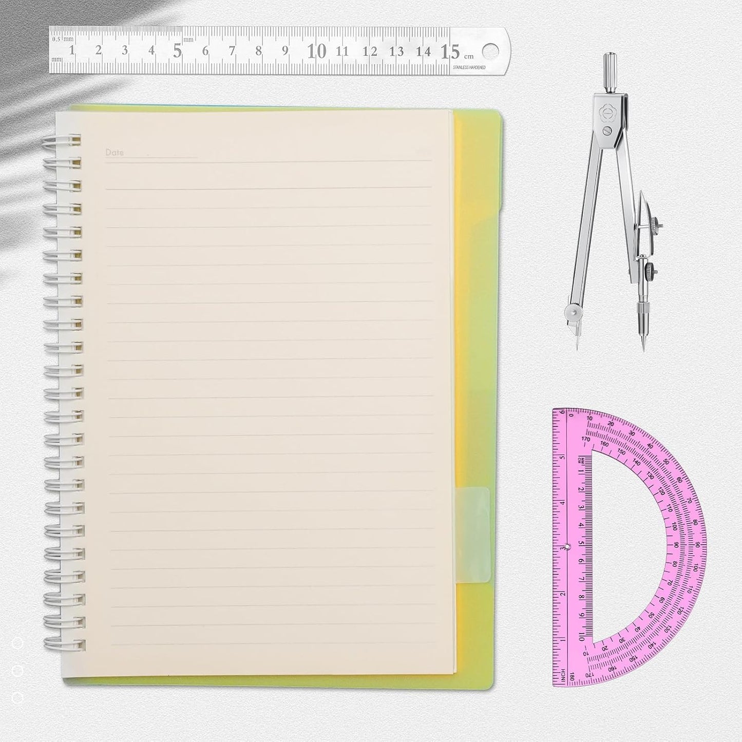 EBOOT Student Geometry Math Set, Drawing Compass and 6 Inch Swing Arm Protractor 180 Degree Math Protractor (Pink)