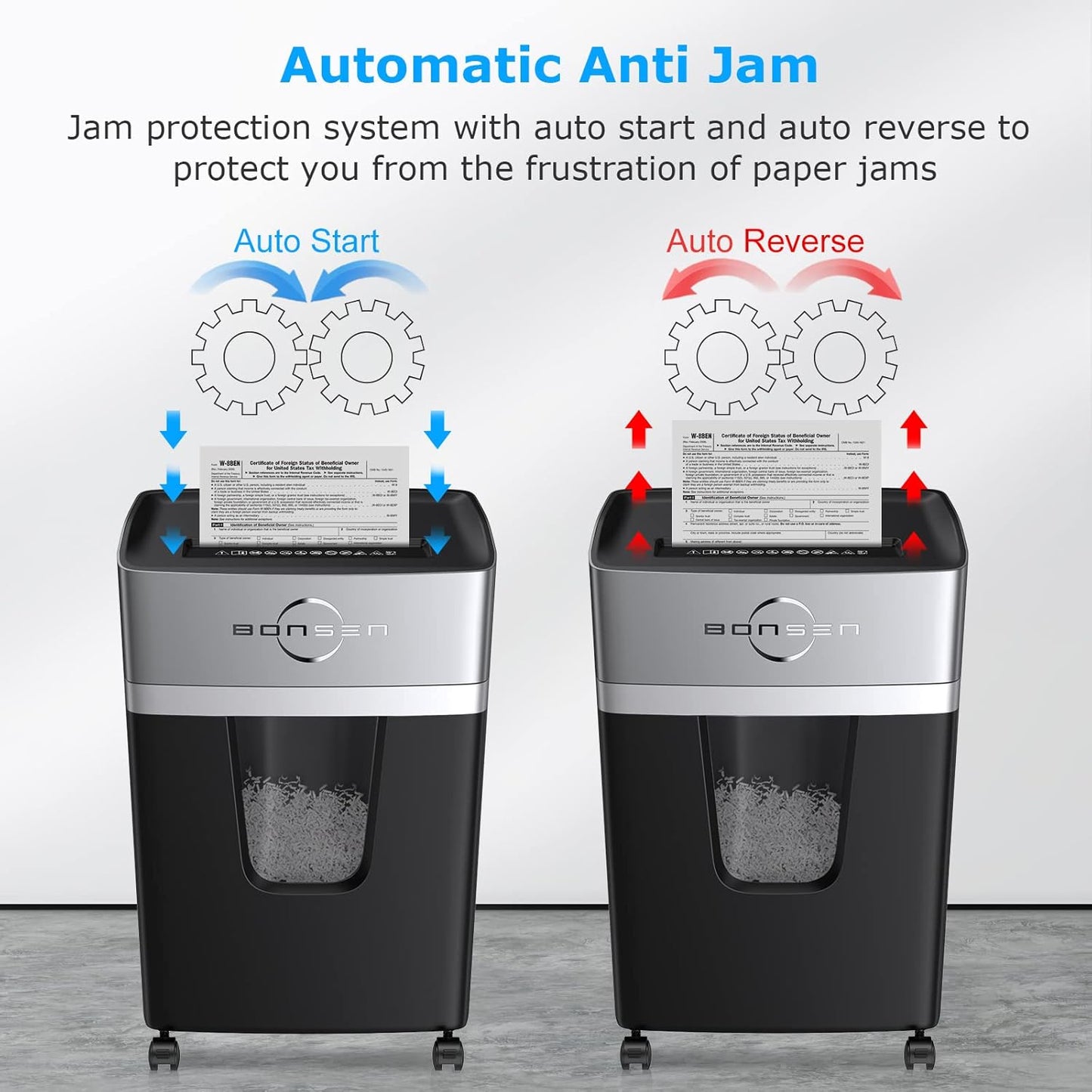 BONSEN 12-Sheet Micro Cut Paper Shredder for Home Office Use, High Security Level P-4/55 dB Ultra-Quiet / 40-Minutes Shredding Shreds Credit Card/Staples, 5.3 Gallons Pullout Bin (S3106)