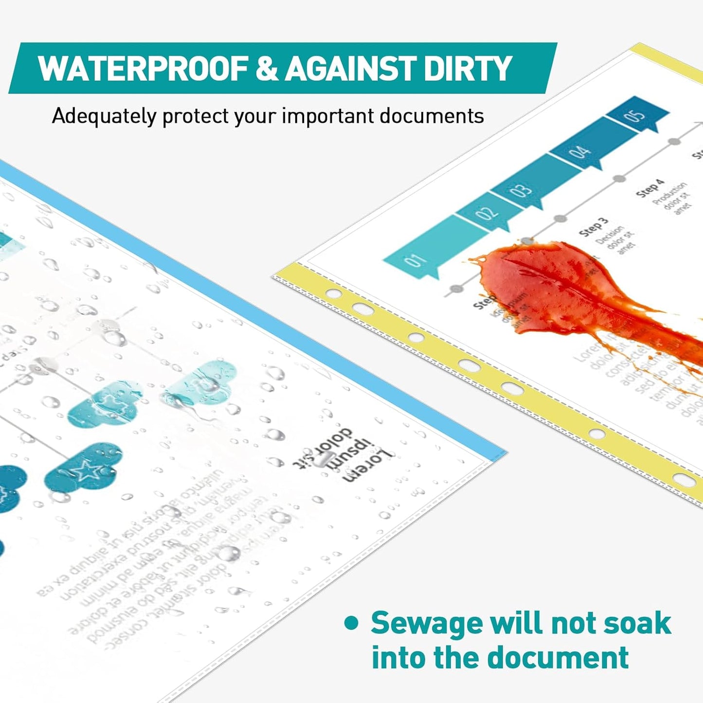 Sheet Protectors, PANDRI 200 Pack Color Heavy Duty Plastic Page Protectors Sheet Reinforced 11-Hole Fit for 3 Ring Binder Fits Standard 8.5 x 11 Paper, 9.25 x 11.25 Top Loaded, Excluding Acid
