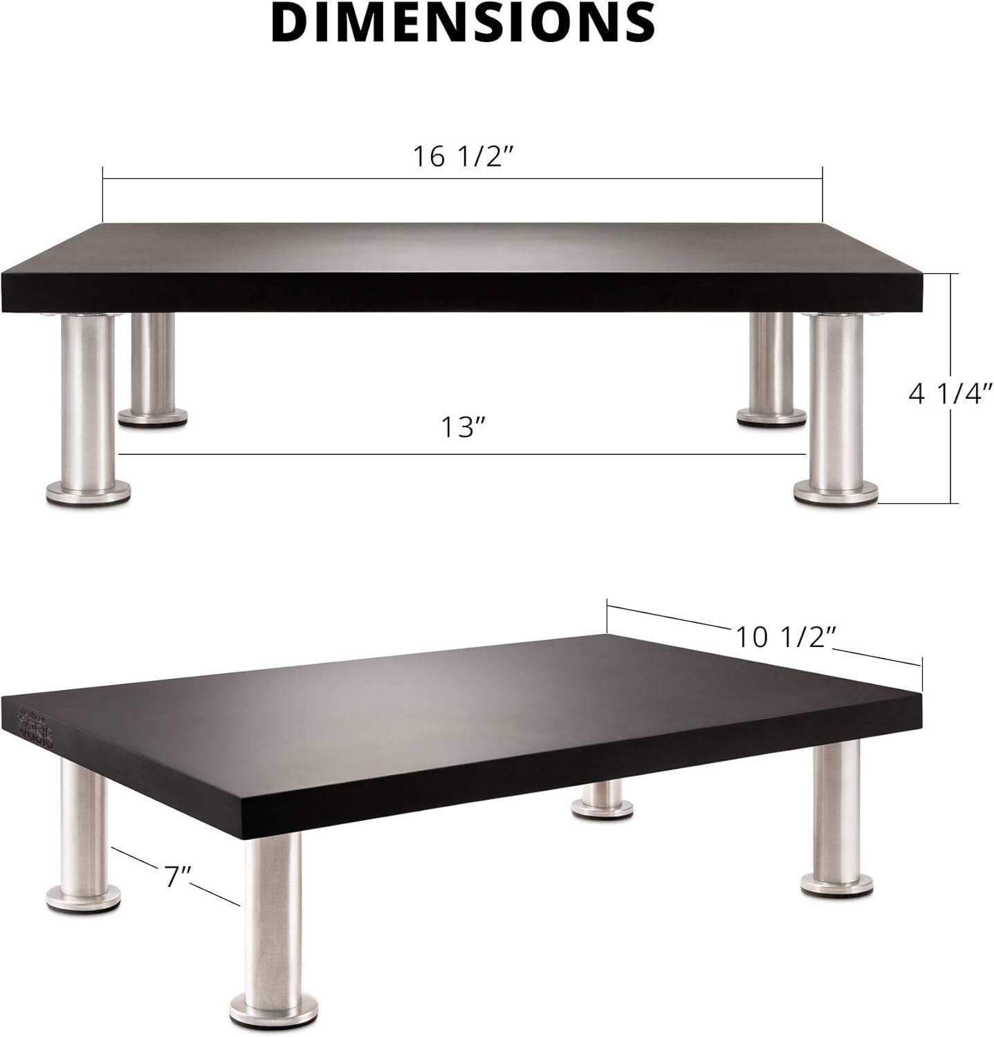 The Original Bamboo Monitor Stand (As Seen On PBS) - Monitor Riser for Computer Screen or Laptop - Desk Shelf Adds Storage Space and Improves Ergonomics - Black