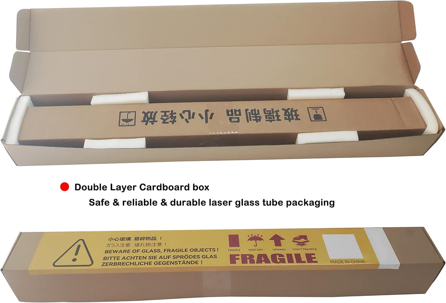 LD-Teemm CO2 Laser Tube, 10W CO2 Laser Tube with Coating 10 watt Length 380mm Dia. 50mm, Wire Pre-Connected for CO2 Laser Cutter Laser Engraving Cutting Machine