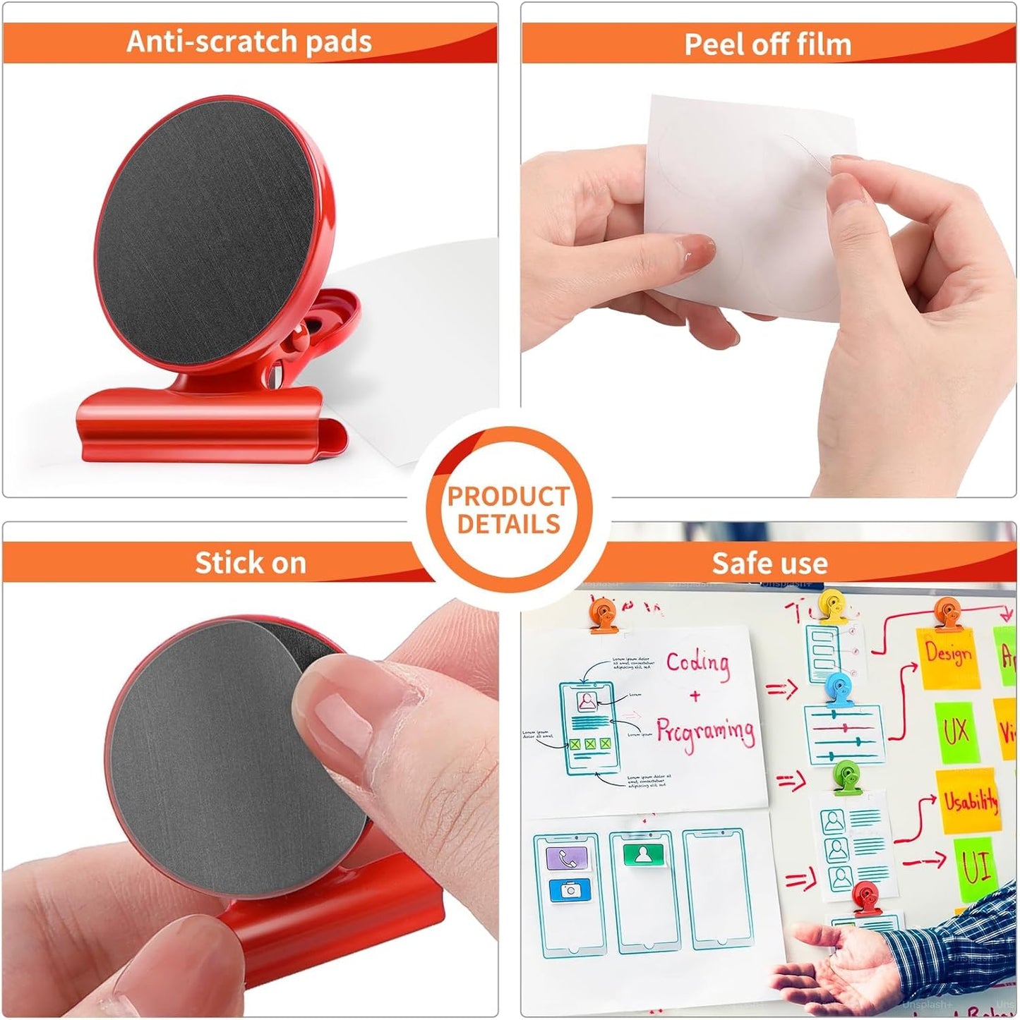 VNDUEEY 22 Pack Colorful Magnetic Clips for Whiteboard, Fridge Magnets Refrigerator Magnets, Magnet Clips for Kitchen & Office Organizing, Magnetic Paper Clip Holder