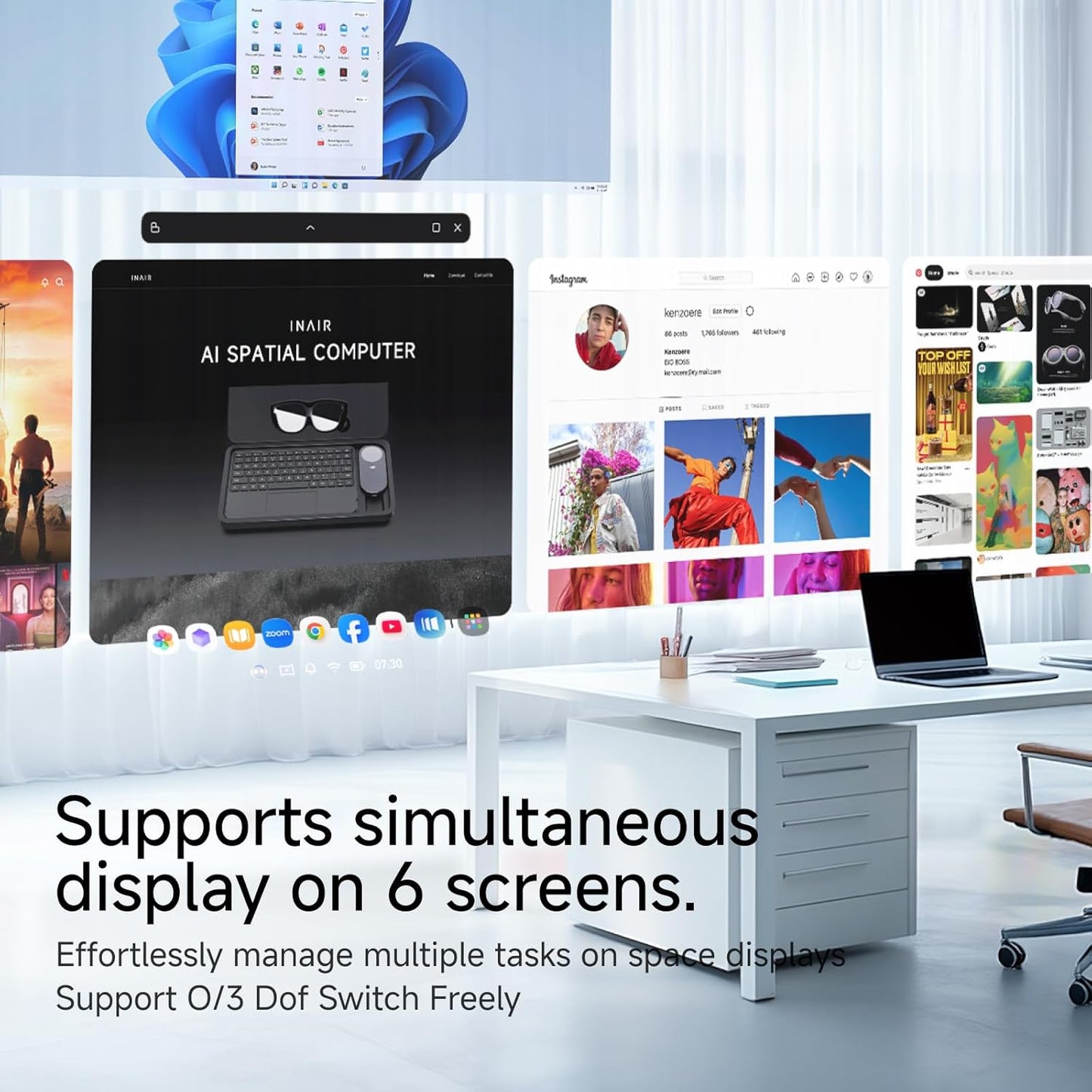 INAIR Pod|AR Glasses Dual-Function Host Unit & Mouse | 6-Screen Expansion | PC Streaming | 3DoF Spatial Hovering Technology (Anti-Dizziness) for Entertainment & Office Work