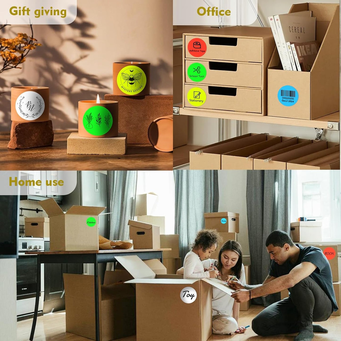 3 X 3 Inch Color Coding Dot Labels Circle Thermal Printable Waterproof 2000 Pcs Round Stickers Adhesive Writable for Office, Home, Garage, DIY Sticker, Barcodes, Name Tag, Fluorescent Yellow