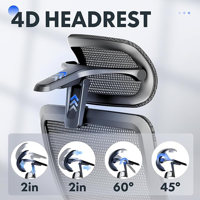 FLEXISPOT OC3 Air Ergonomic Office Chair with Footrest, High Back Computer Chair with Adjustable Lumbar Support/3D Headrest, Desk Chairs for Home Office Gaming Working, Black,Mesh Seat,Air-F