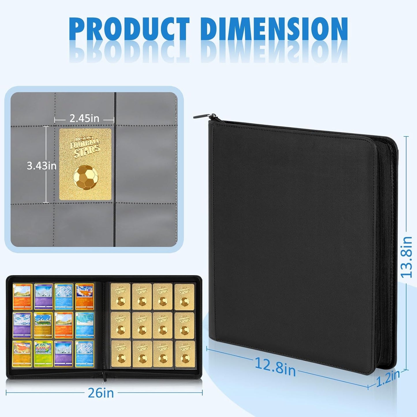 Card Binder, 720 Pockets Trading Card Binder with Sleeves Card Organizer, 12 Pocket Sports Card Holder for Game Card, Baseball Football Basketball Cards (720 Pockets)