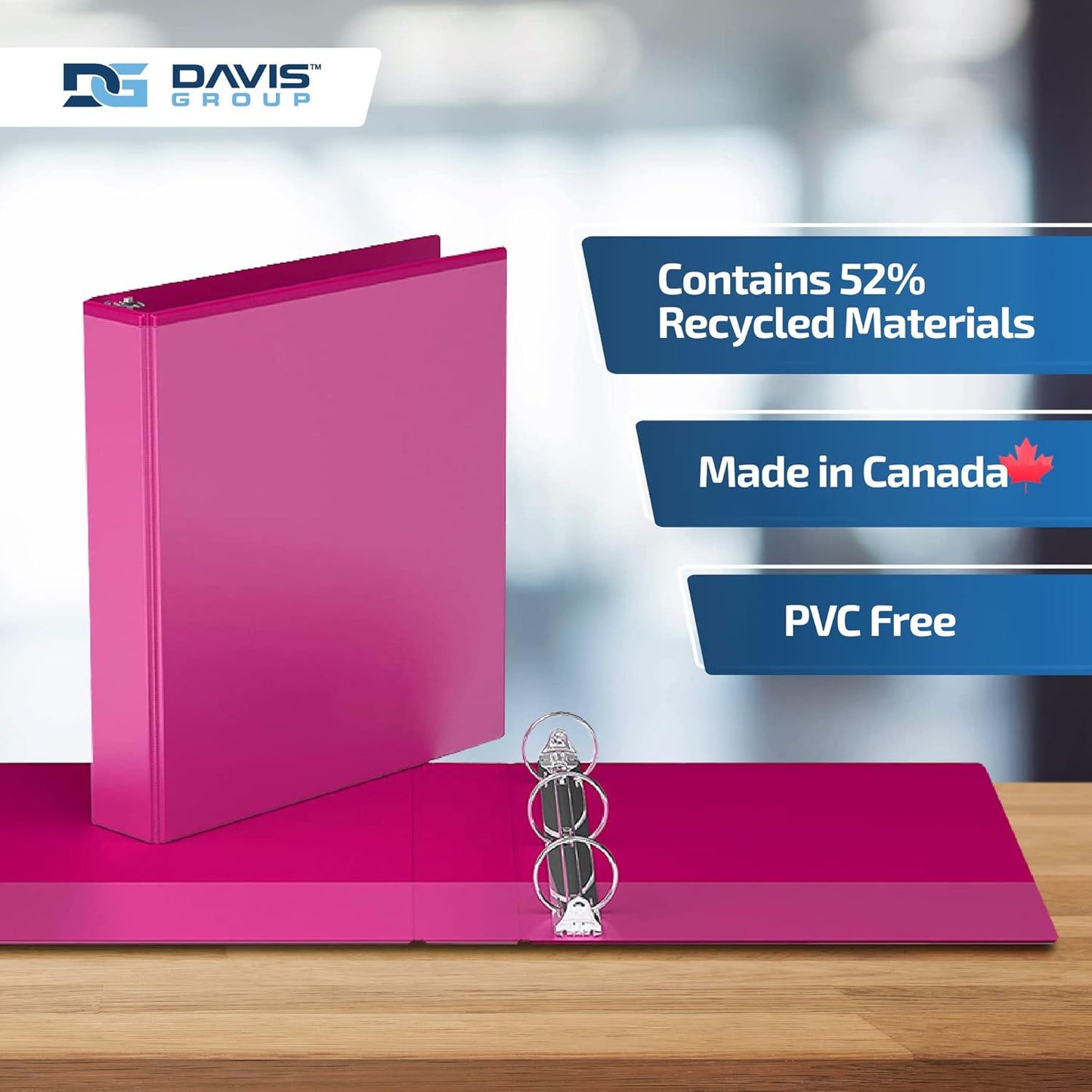 Easyview Premium 3-Ring Binders with Clear-View Covers and Round Rings, Binders for School or Office, 1.5 Inch, Pack of 6, Pink