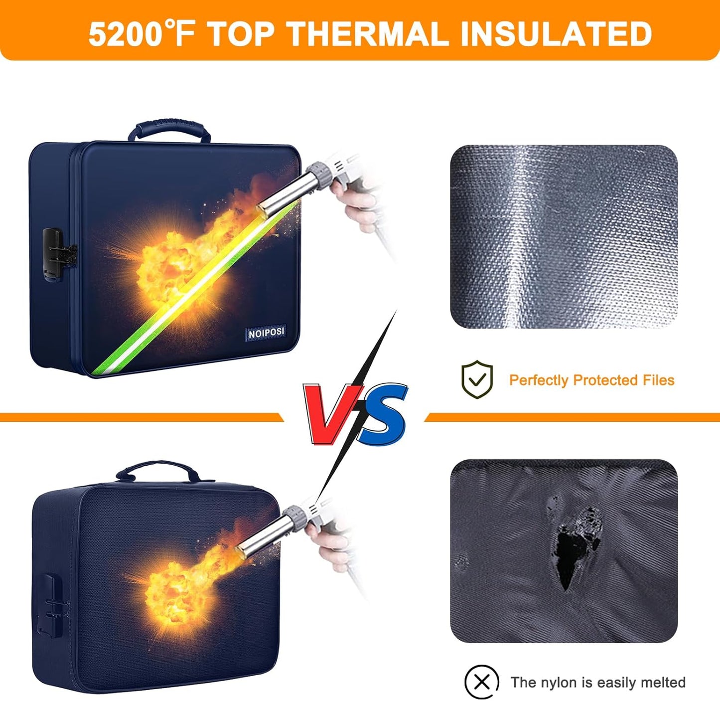 Document Organizer with 5200℉ Heat Insulated, 16.1"x11.4"x4.3" Waterproof and Fireproof Document Box with Lock, Home Strong Fireproof Safe Storage Box for Legal Size Documents and File,Blue