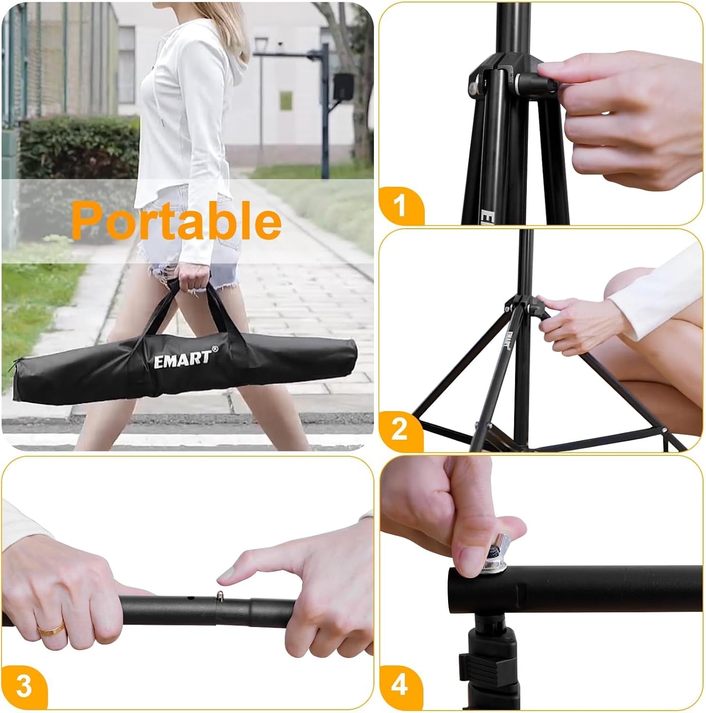 EMART Photo Backdrop Stand kit, 9 x 10 ft Back Drop Adjustable Frame for Photography, Photoshoot Banner Background Support Holder for Parties Dectoration