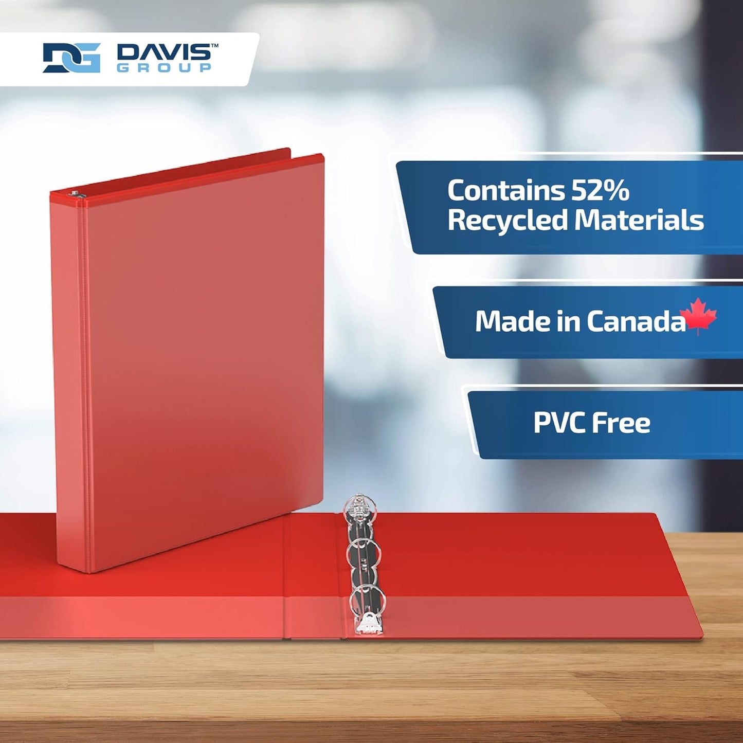 Easyview Premium 3-Ring Binders with Clear-View Covers and Round Rings, Binders for School or Office, 1 Inch, Pack of 6, Red