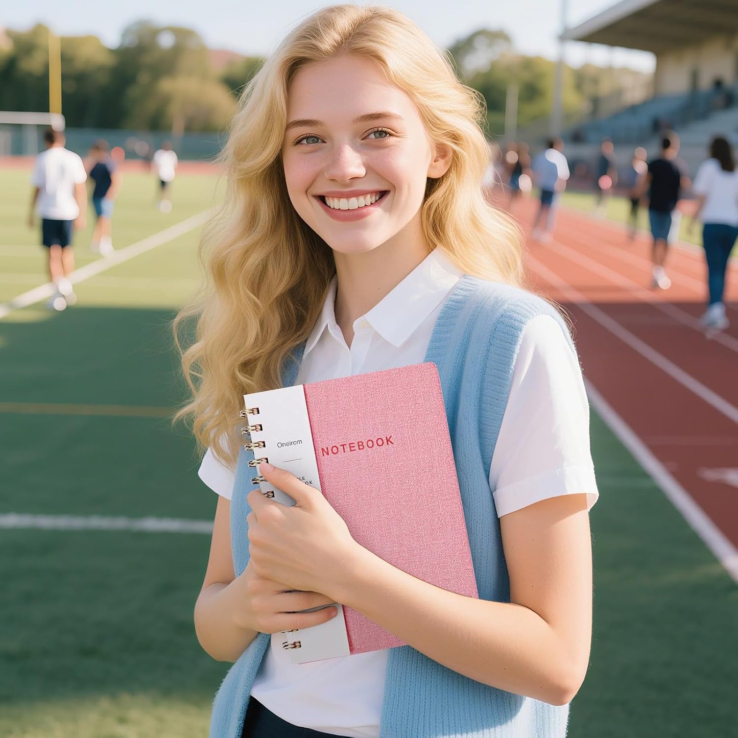 Lined Spiral Notebook College Ruled A5 Journal Book for Note Taking, 160 Pages Writing Journal for Office and Home School Supplies 5.75x8.125 inch (3pack-Light Yellow/Reef Blue/Navy Blue)