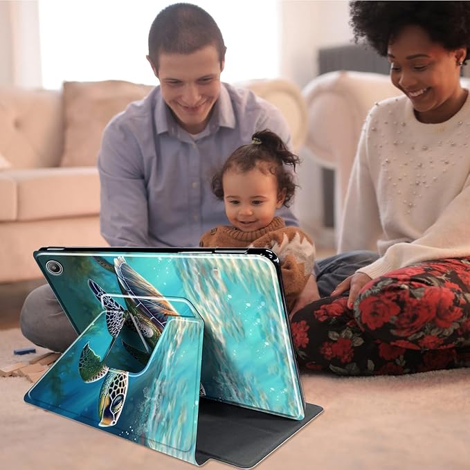 for Amazon Kindle Fire Max 11 Case (13th Generation, 2023 Release) 11",Mxfdegf 360 Degree Swiveling Stand Protective Cover with Auto Sleep/Wake,for All-New Fire 11 Max Tablet,Sea Turtle