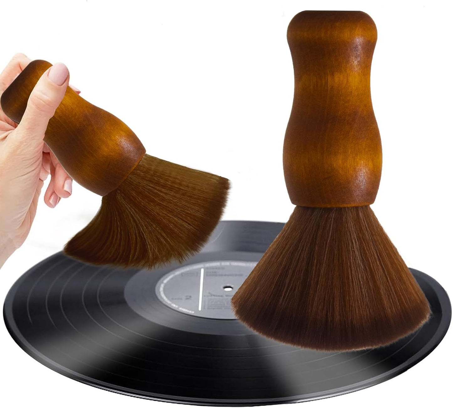 Turntable Vinyl Record Brush, Anti-Static Dust Record Cleaning Brush for Vinyl Albums LP CD Cartridge (Brown)