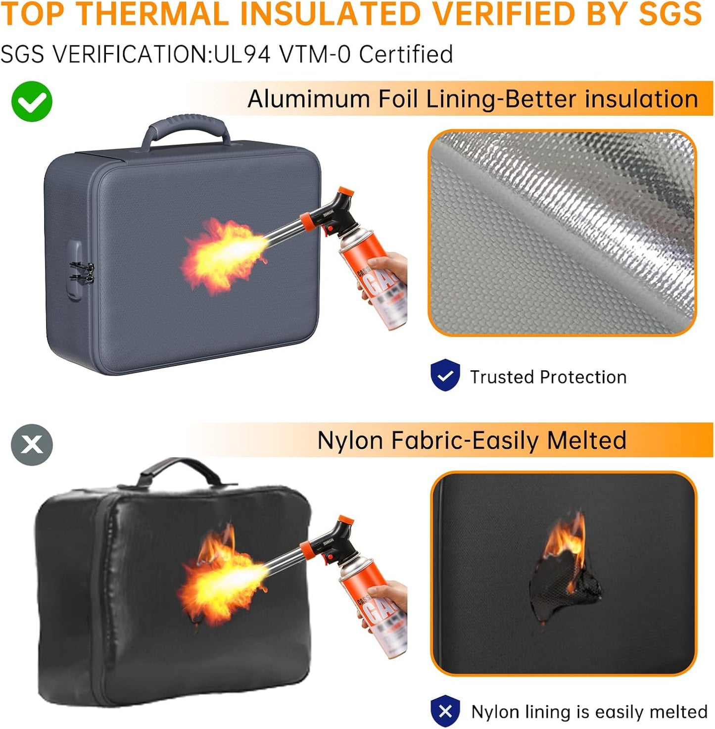 DocSafe 5200°F Document Organizer with Lock,Upgraded Heat Insulated Fireproof&Waterproof Box 8 Layers File Organizer,Portable Home Travel Safe Storage for Important Documents, Files,Gray (Soft)