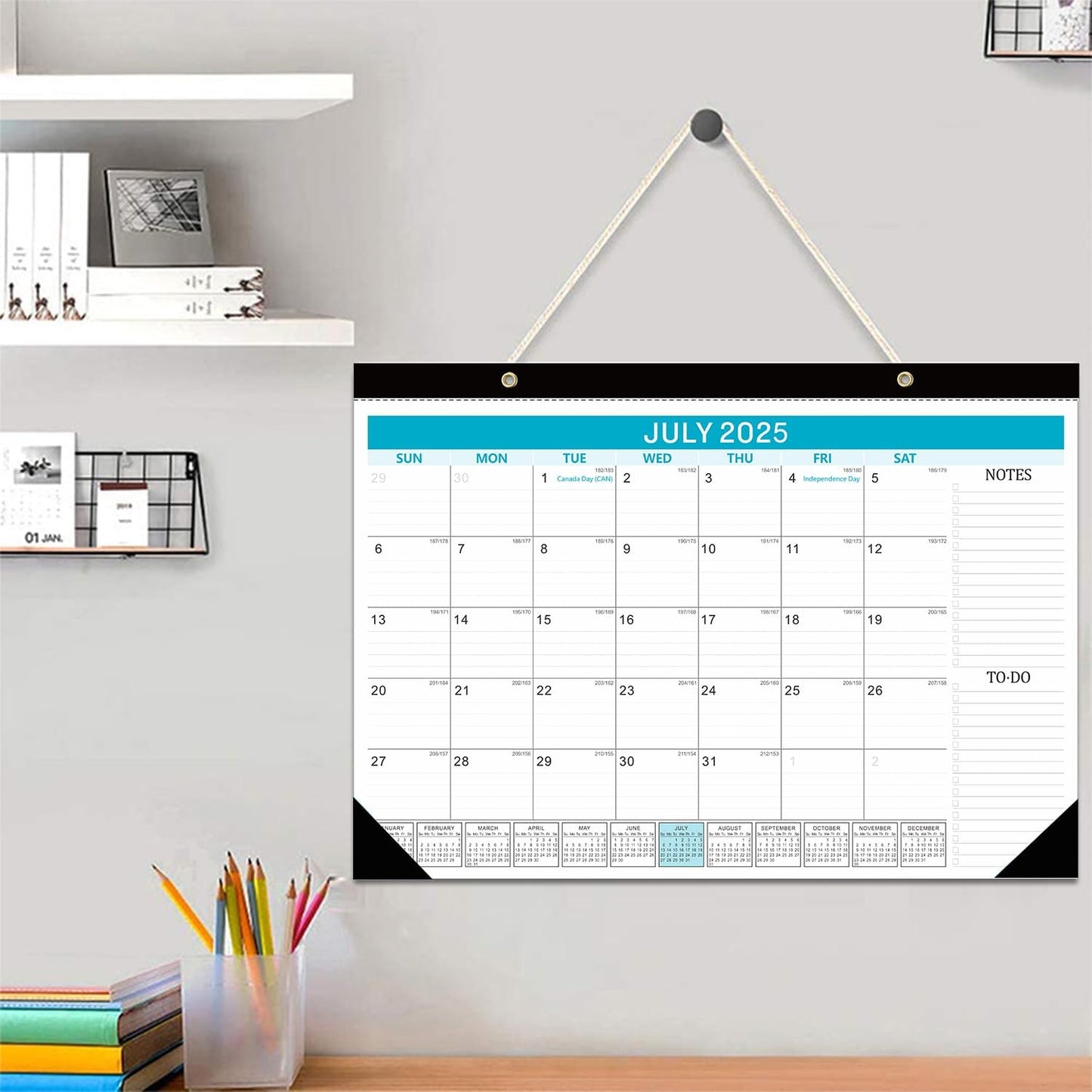 Lateefah Desk Calendar 2025-2026, Runs Jan 2025 to Jun 2026, 2025 Desk Pad Calendar with to-do List, 18 Monthly 17" x 12" Desk Calendar for School, Home or Office