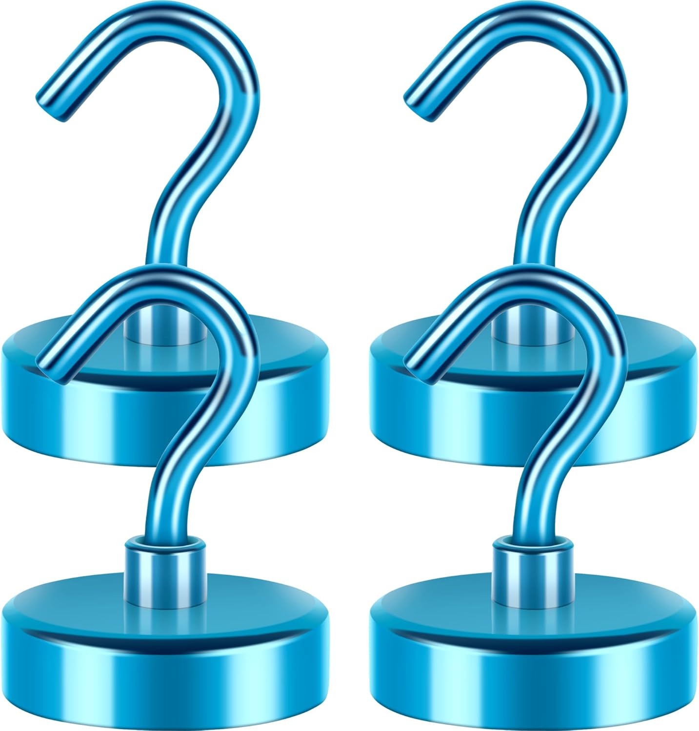 Neosmuk Magnetic Hooks Heavy Duty,Strong Magnet with Hook for Fridge, Super Neodymium Extra Strength Industrial Hooks for Hanging, Magnetic Hanger for Toolbox, Cruise, Grill(RoyalBlue,4 Pack)