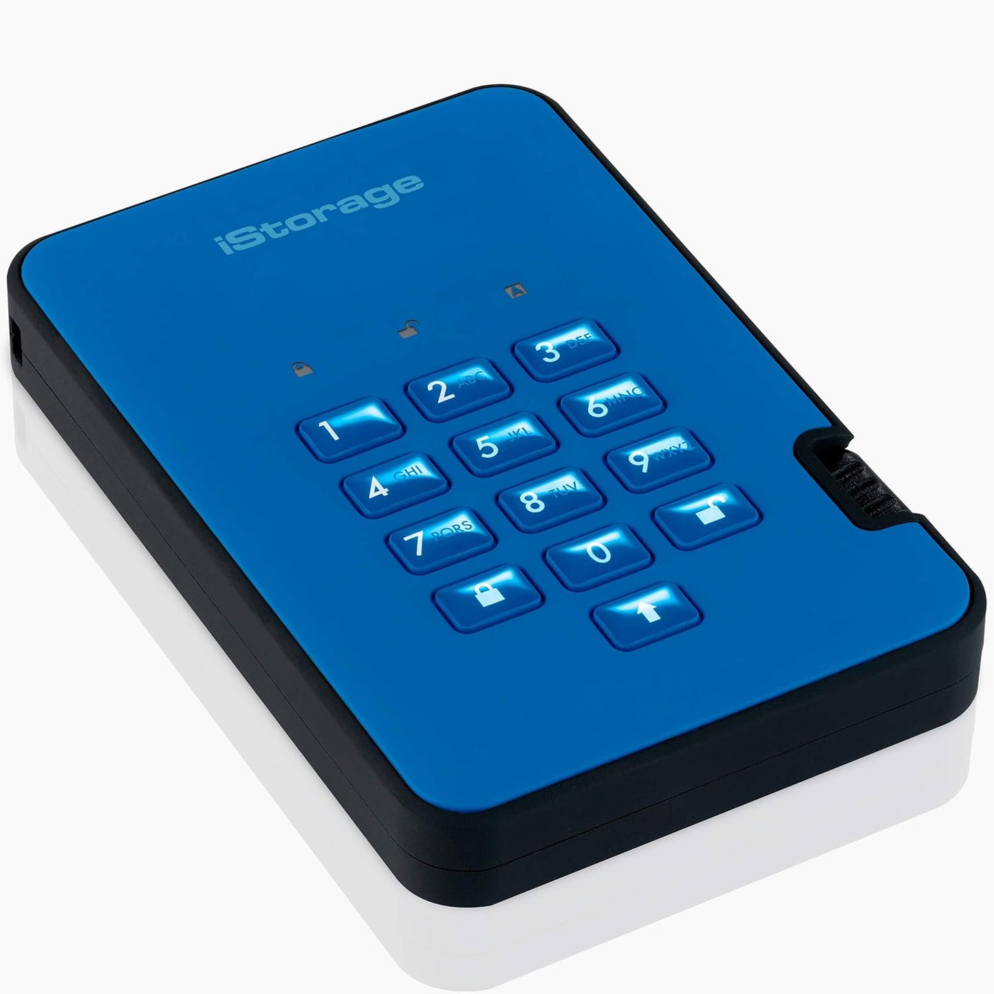 iStorage diskAshur2 HDD 3TB Blue | Secure portable hard drive | Password protected | Dust & water resistant | Hardware Encryption