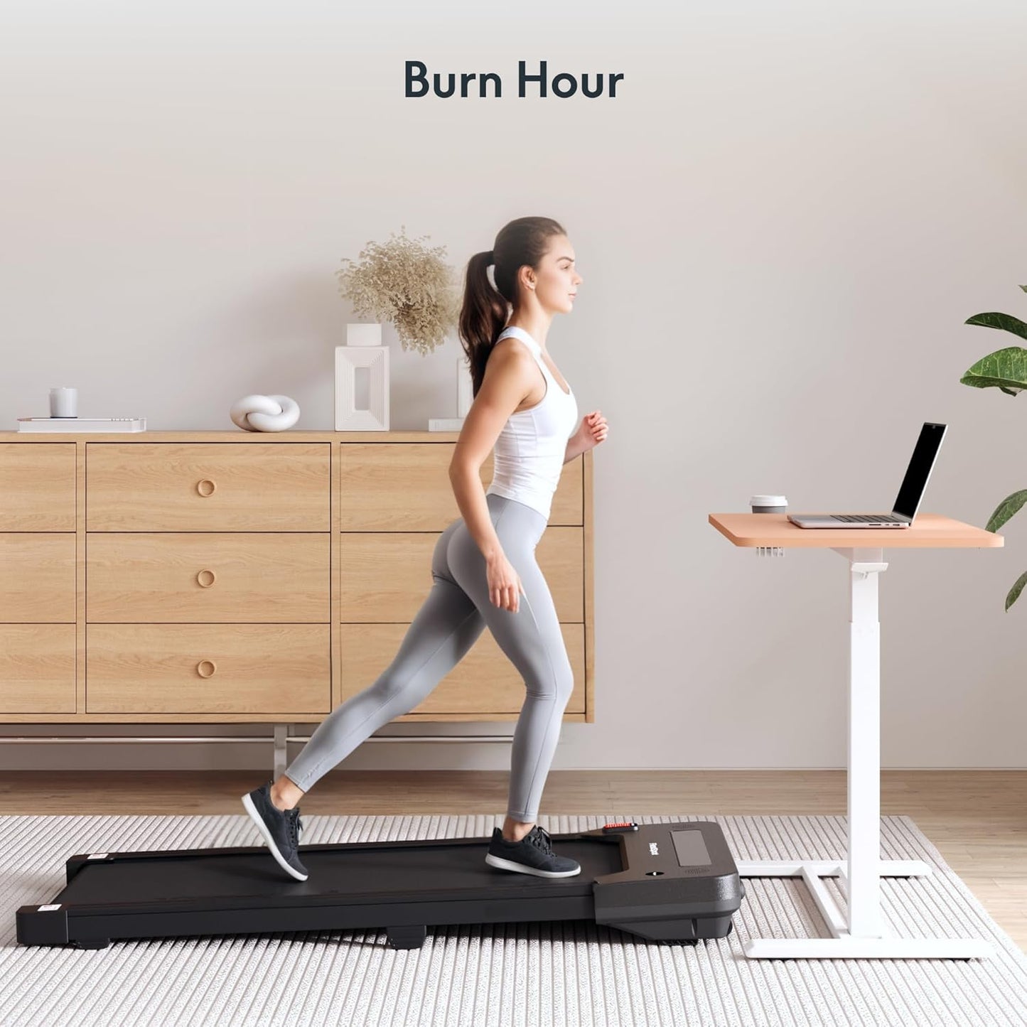 FLEXISPOT Mobile Standing Desk with Wheels Pneumatic Laptop Desk Rolling Computer Cart Movable Height Adjustable Small Sit Stand Computer Workstations Home Use(31.5" W x 17.7" D,Pink