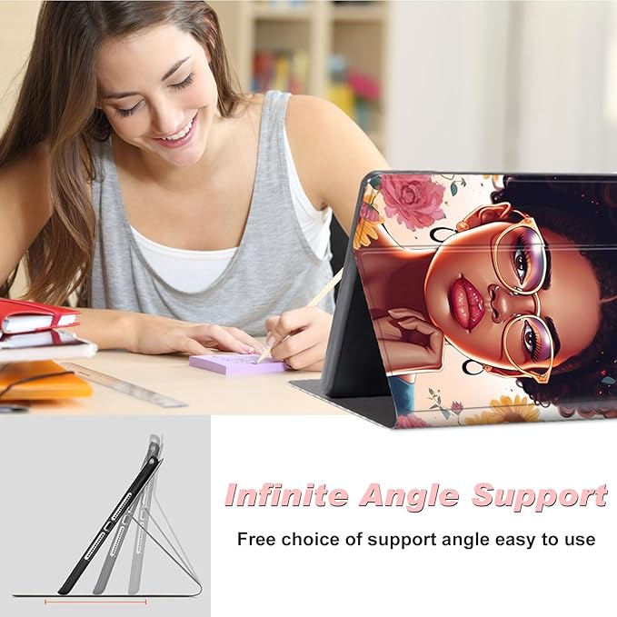 for All-New Kindle Fire 7 Tablet Case (12th Gen, 2022 Release),Slim Lightweight Smart Shell Stand Cover with Auto Wake/Sleep for Amazon Fire 7 Kids Tablet,African Sunflowers Girl