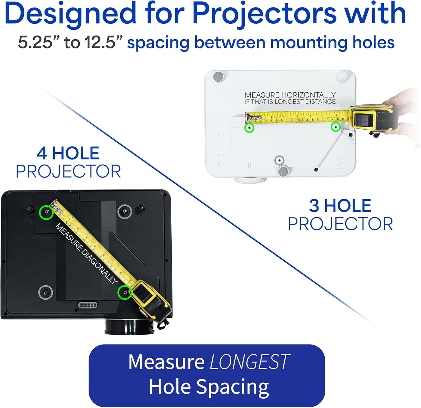 VIVO Universal Adjustable 2 x 2 feet Drop Ceiling Extending Projector Mount, Suspended Drop-in Ceiling Tile Projection Mounting Kit, for Office Home or School, White, MOUNT-VP08DP