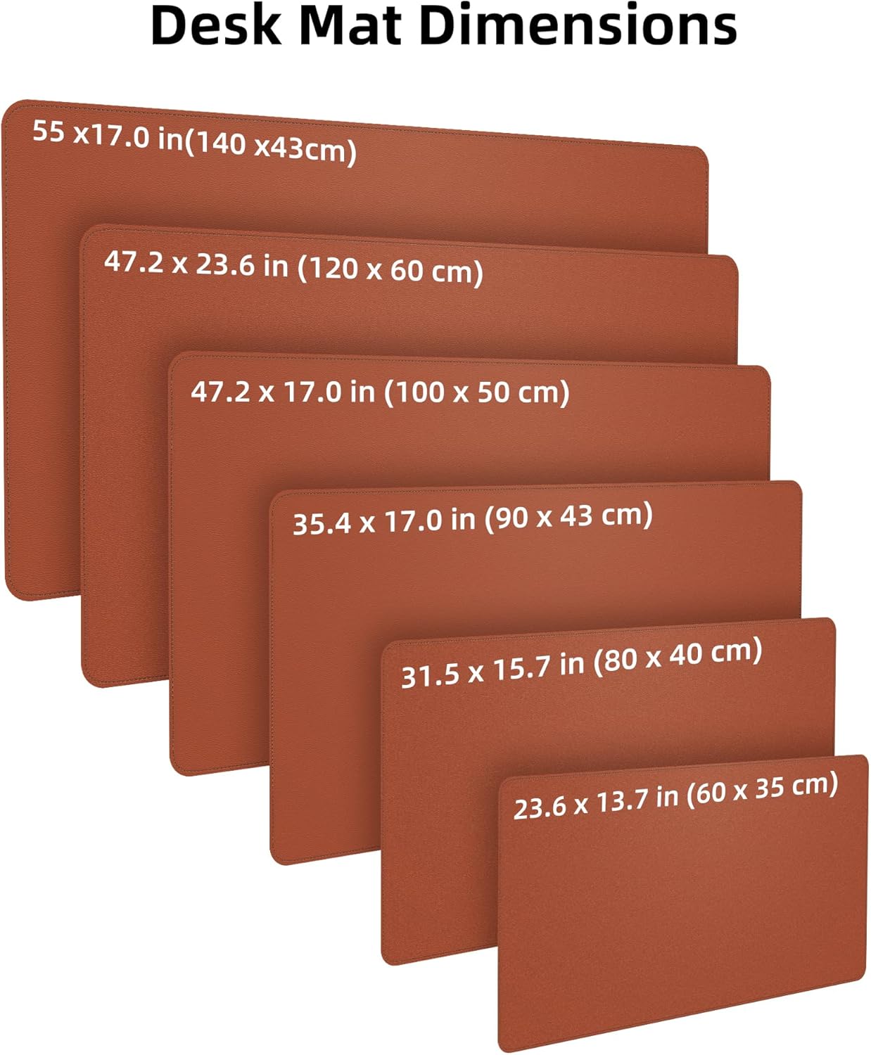 Extra Large Desk Pad Mat - Waterproof Mouse Pad & Desk Protector, Non-Slip XXL PU Leather Gaming Mat for Keyboard/Mouse, Stitched Edge with Ergonomic Support, 55"x24" (Brown)