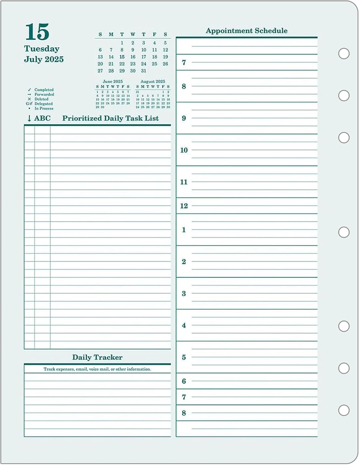 FranklinCovey - Original Two Page Per Day Ring-Bound Planner (Monarch, Jul 2025 - Jun 2026)