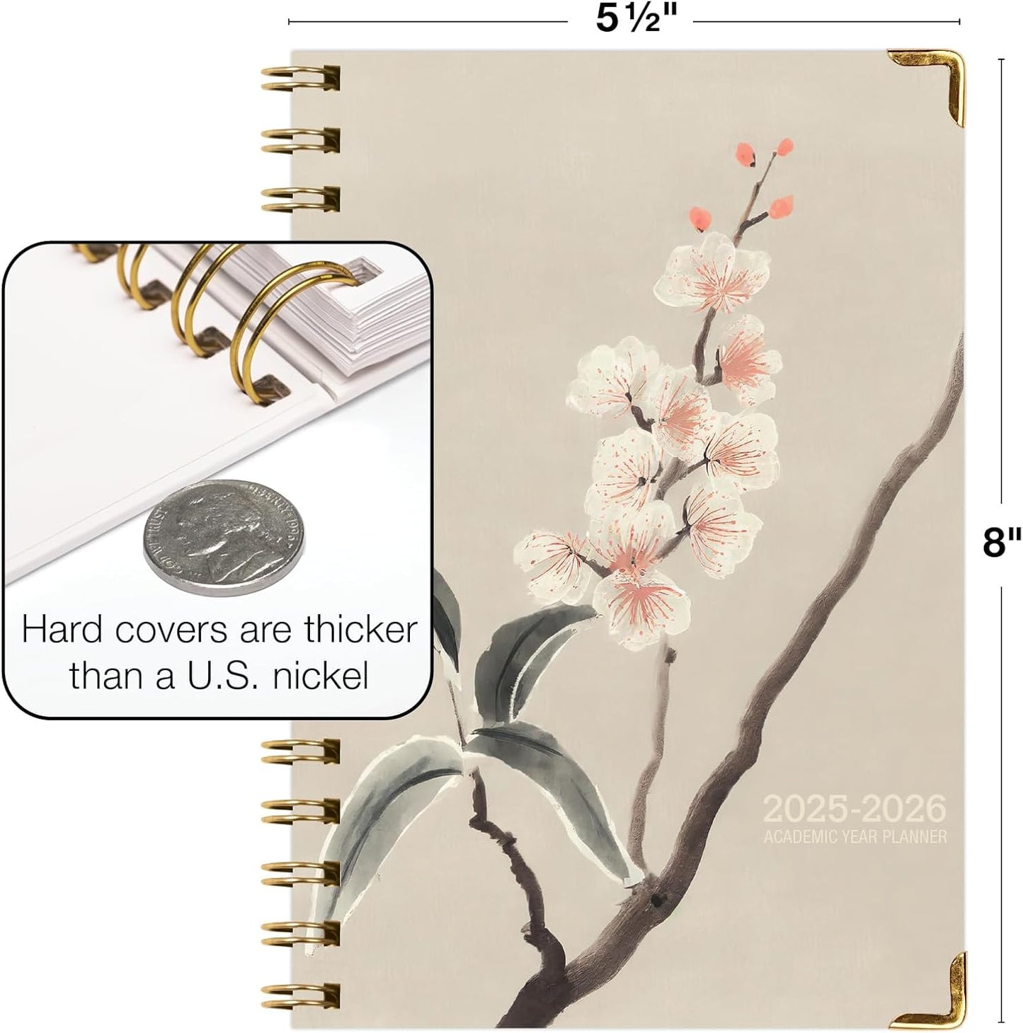 HARDCOVER Academic Year 2025-2026 Planner: (June 2025 Through July 2026) 5.5"x8" Daily Weekly Monthly Planner Yearly Agenda. Bookmark, Pocket Folder and Sticky Note Set (Orchid)