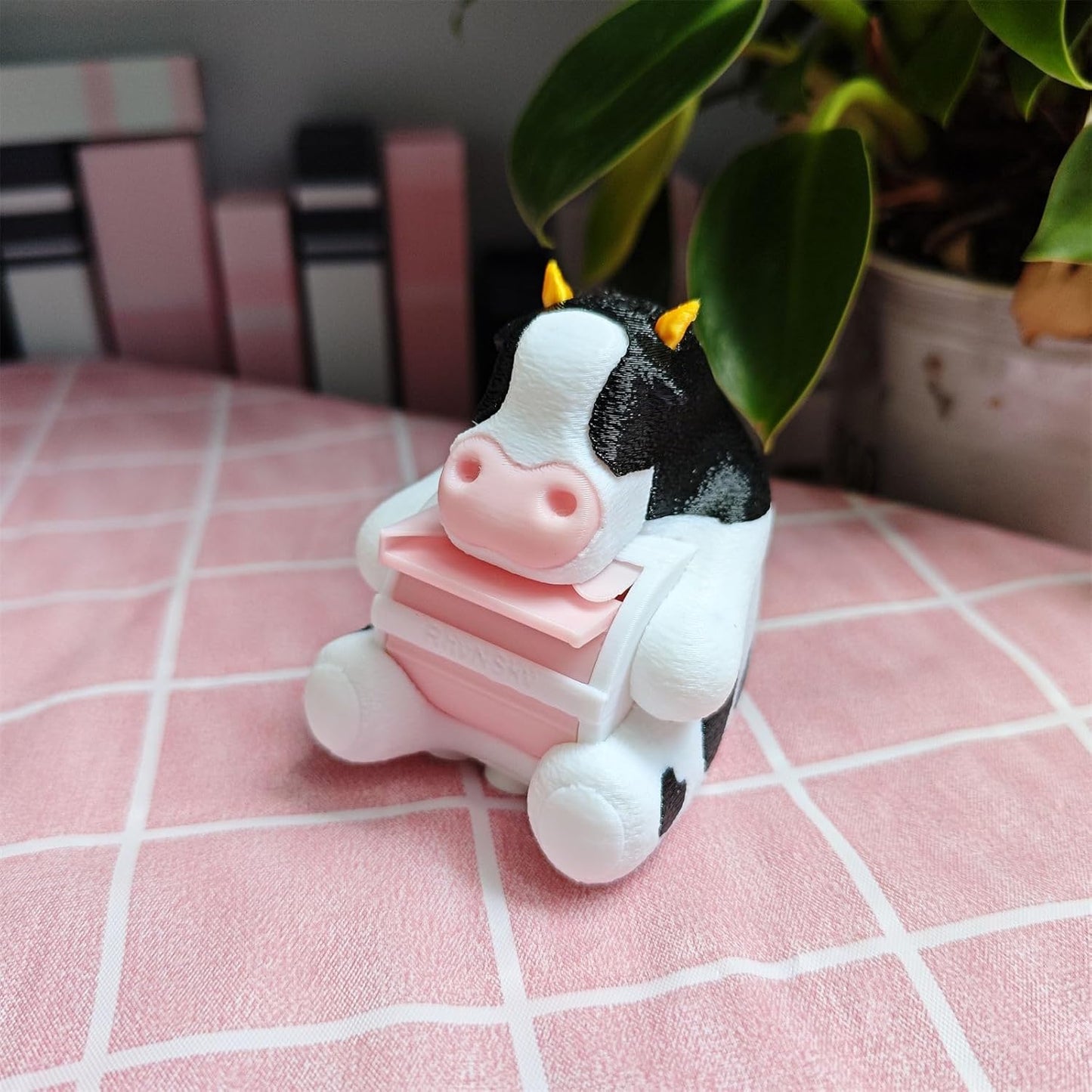 Cute Office Accessories - Stamp Roll Holder Postage Stamp Dispenser for Desk, No Stamps, 1.18" Core, Black Cow Design, C04