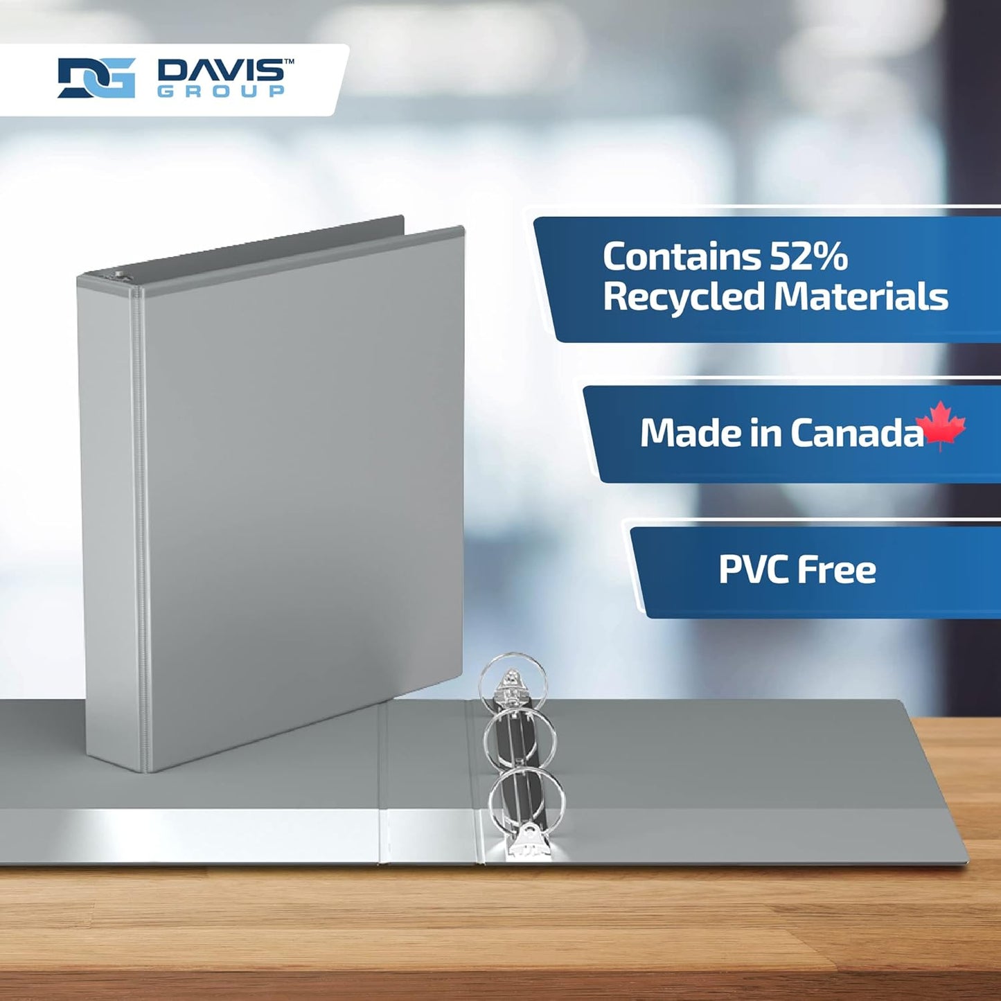 Easyview Premium 3-Ring Binders with Clear-View Covers and Round Rings, Binders for School or Office, 1.5 Inch, Pack of 6, Gray